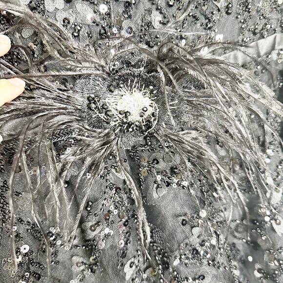 Mac Duggal 20362 Embellished Flutter Sleeve Bow Waist Dress Black Size 14 NEW - Picture 6 of 13